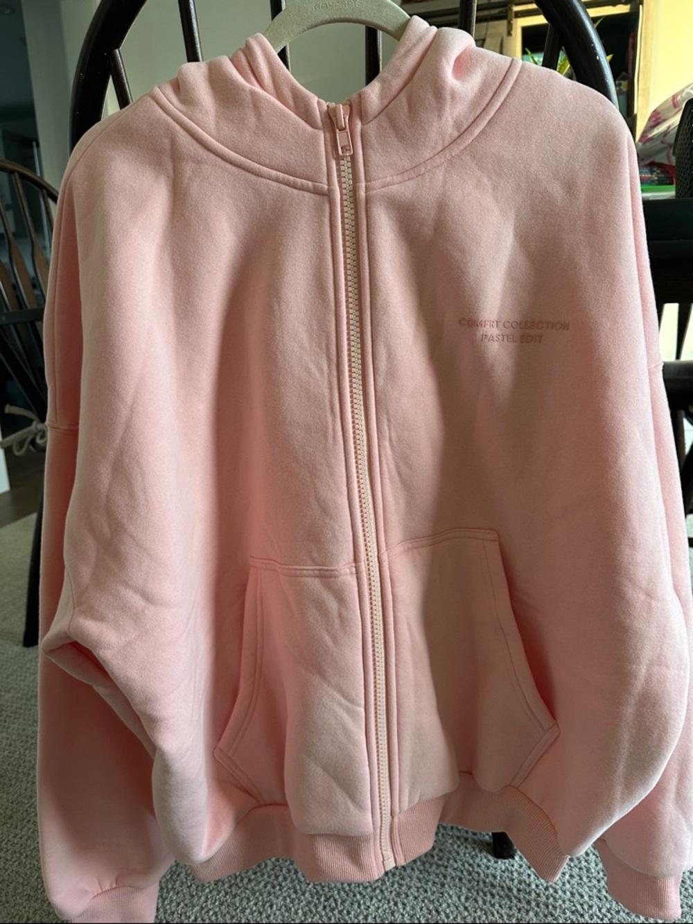 COMFRT Pastel Pink Zip-Up Hoodie